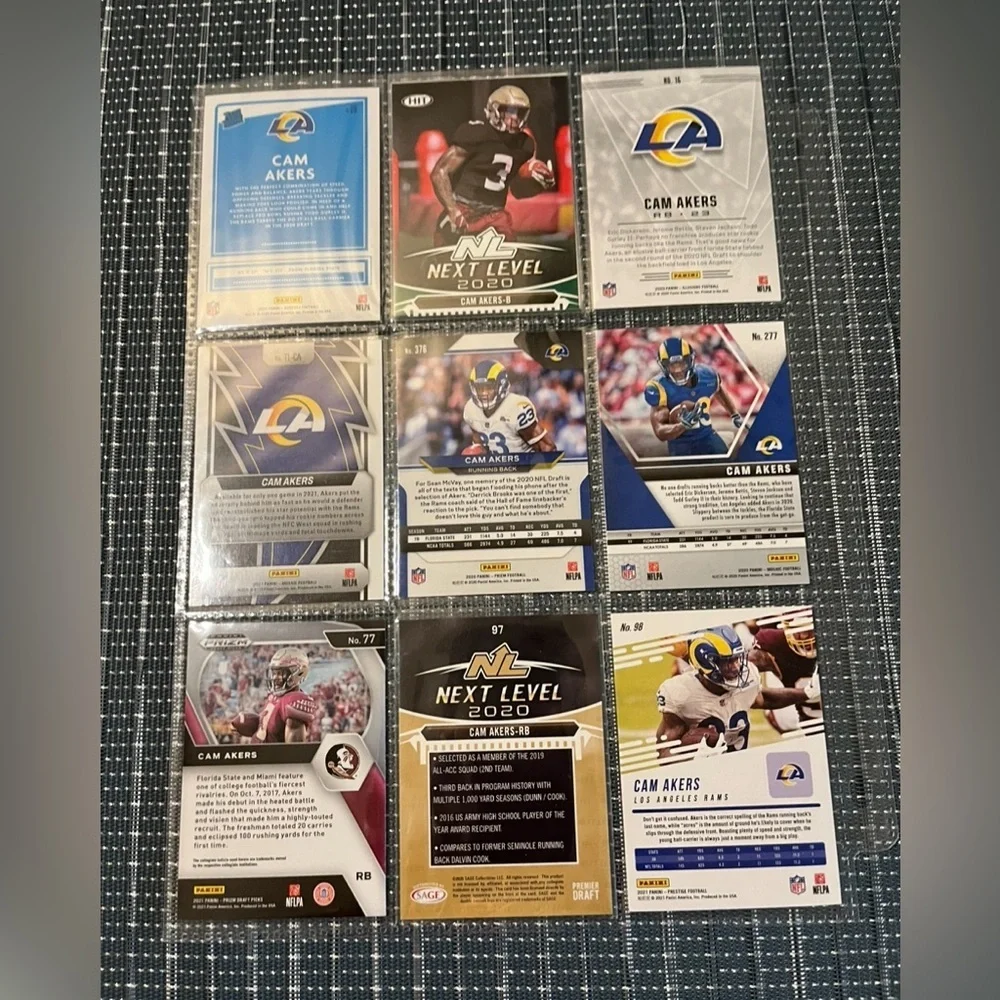 🏈 Cam Akers , Lot of 9 NFL Football Trading Cards, Los Angeles Rams